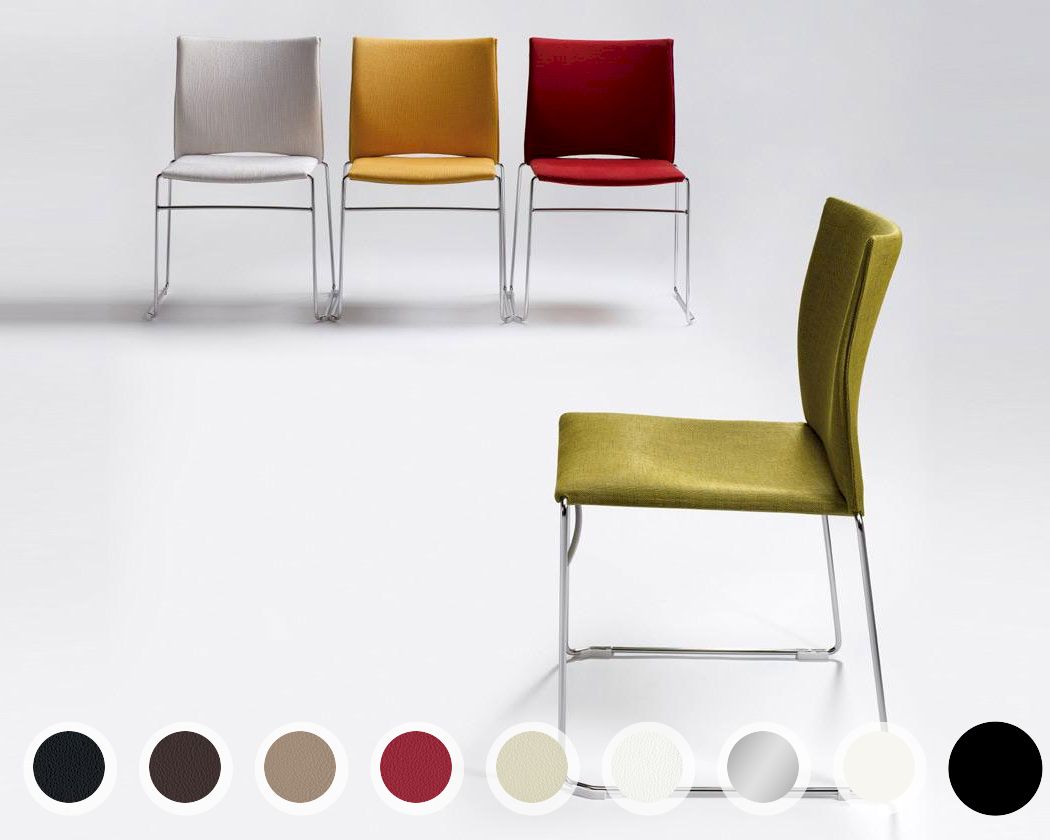infiniti »WEB« Designer-Stuhl AC01 verchromt / Stoff Byte 303