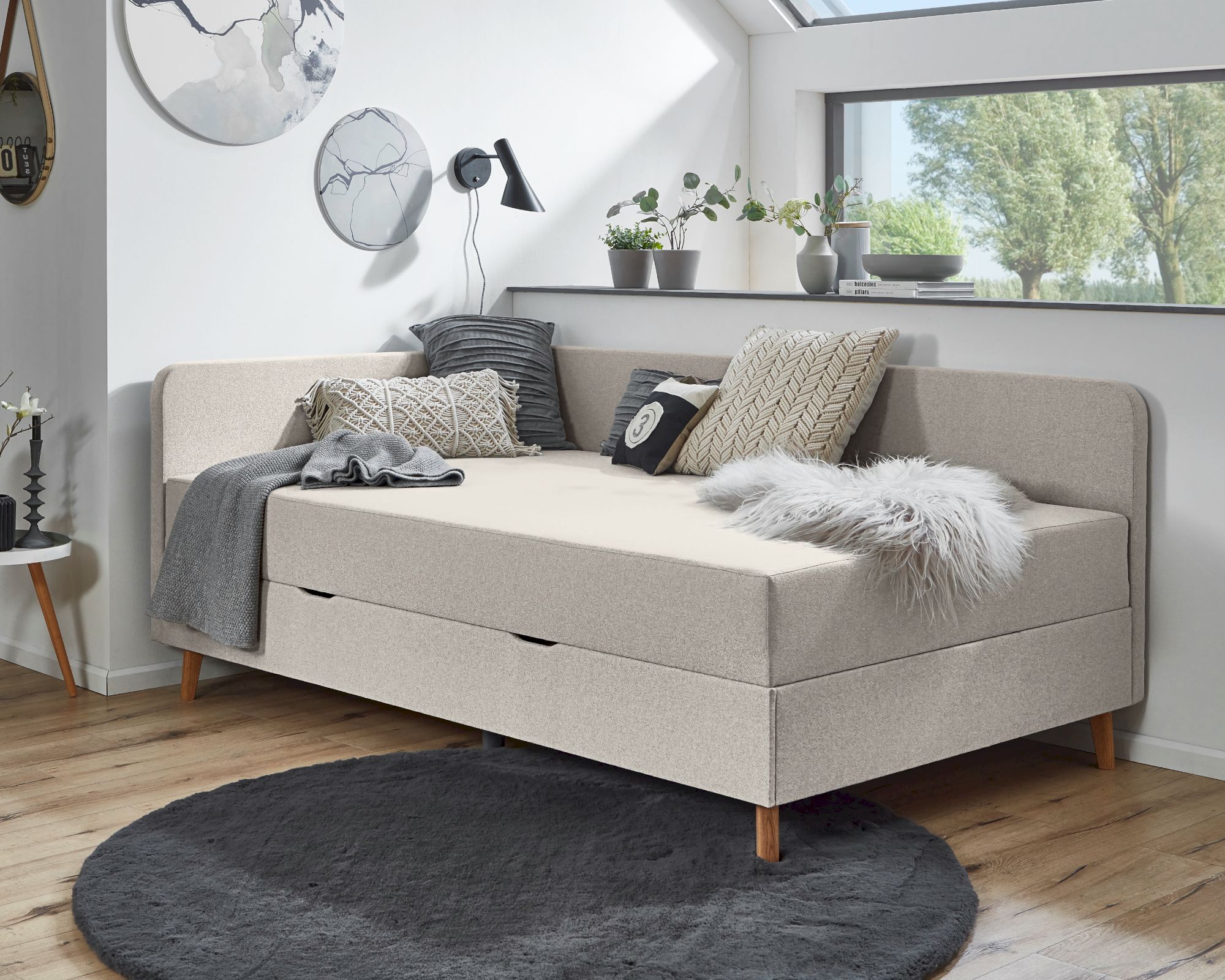 meise.möbel »Cabana« Polsterbett inkl. Bettkasten 120x200 cm / Stoffbezug Faro taupe