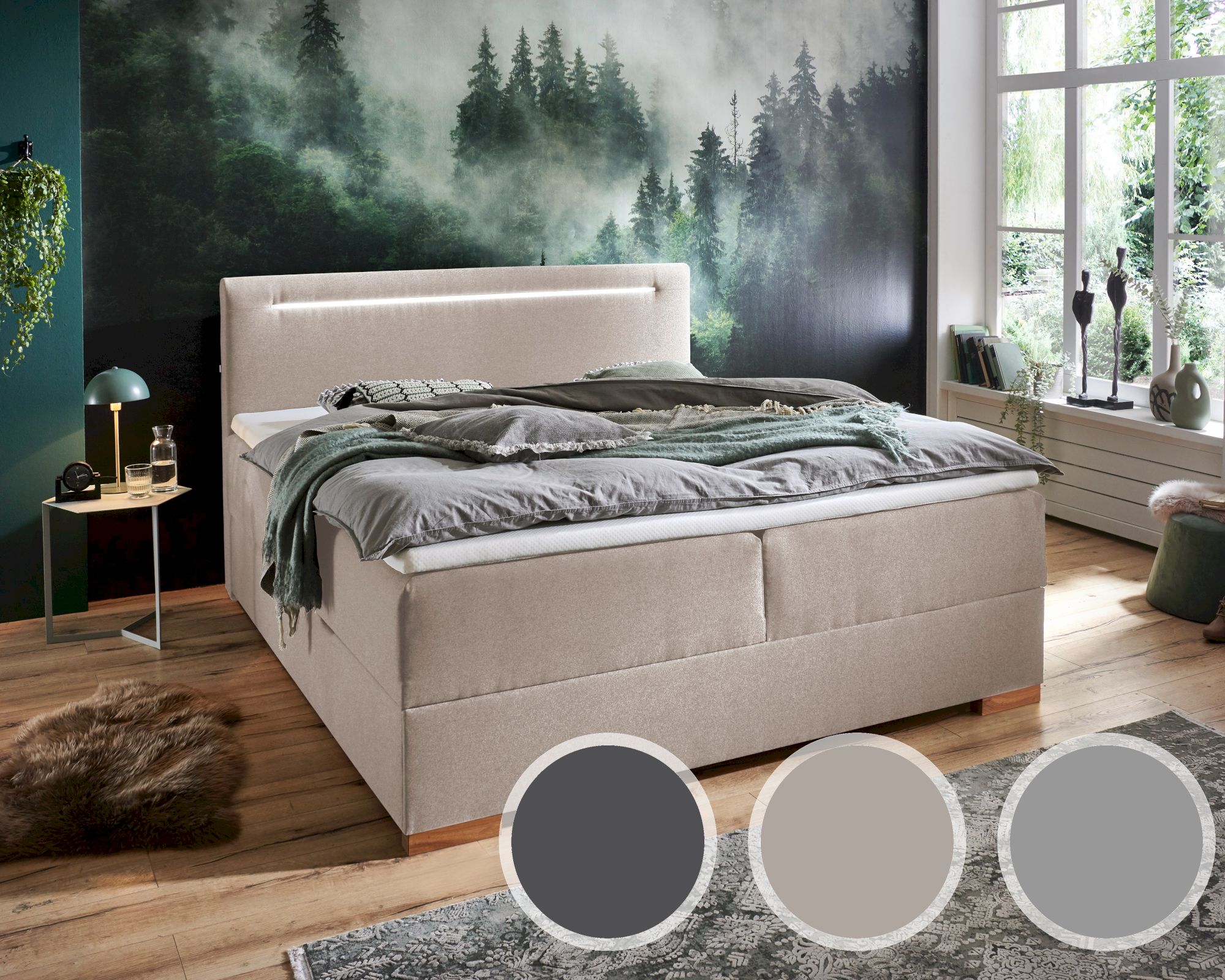 meise.möbel »Cooper I« Boxspringbett inkl. Bettkasten 120x200 cm / FARO grau Nr. 04