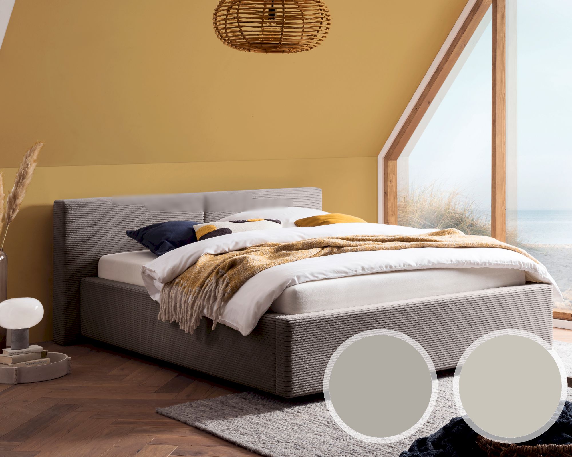 meise.möbel »Cube« Polsterbett Cord mit Bettkasten 180x200 cm / taupe / ohne Bettkasten / ohne Matratze