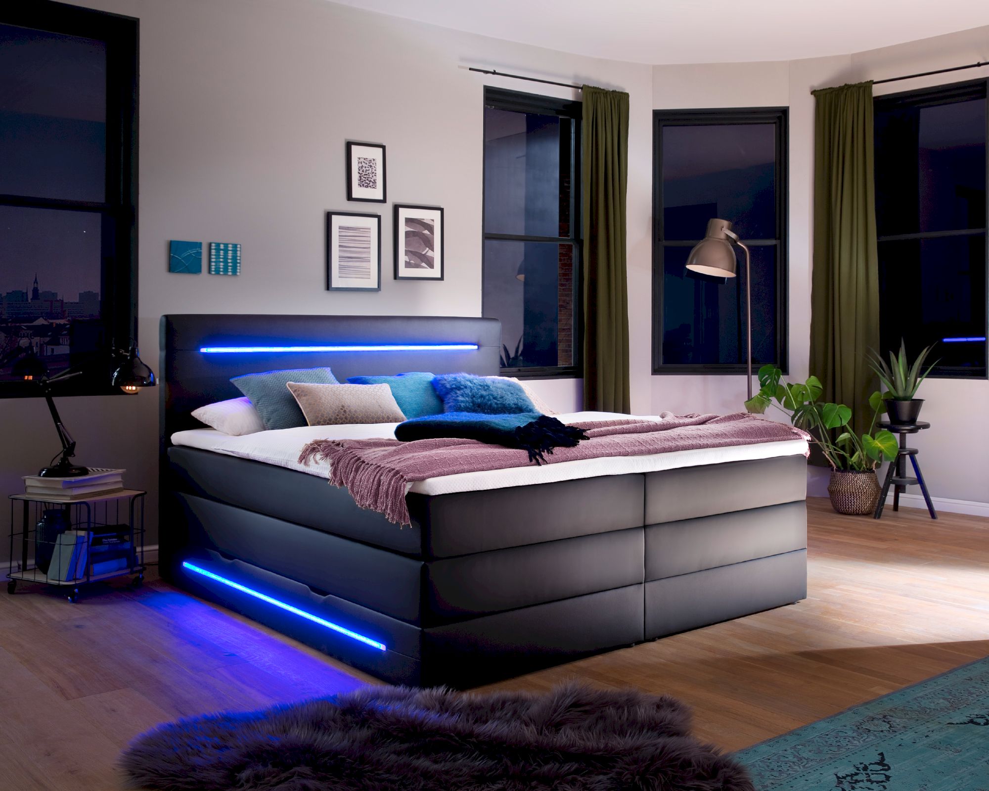 meise.möbel »Lights« Boxspringbett inkl. Bettkasten 160x200 cm / weiß / Bonnell-Federkern inkl. Topper