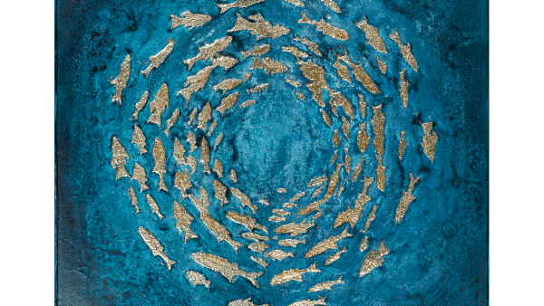 La Casa »Fischstrudel abstrakt petrol gold mix« Ölbild handbemalt Artikelbild 2