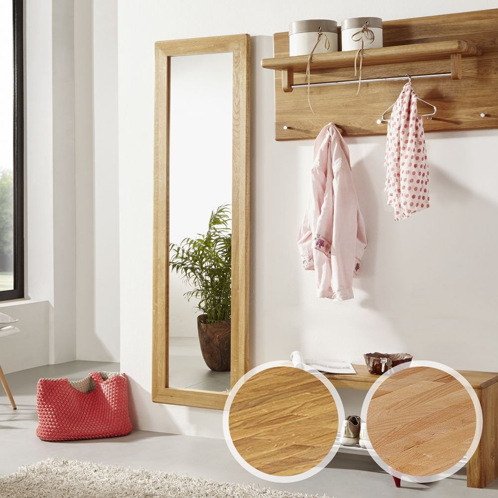 3S Frankenmöbel »Corner« Massivholz Garderobenspiegel KM-0240 / Kernbuche geölt / 50 x 175 x 3,5 cm