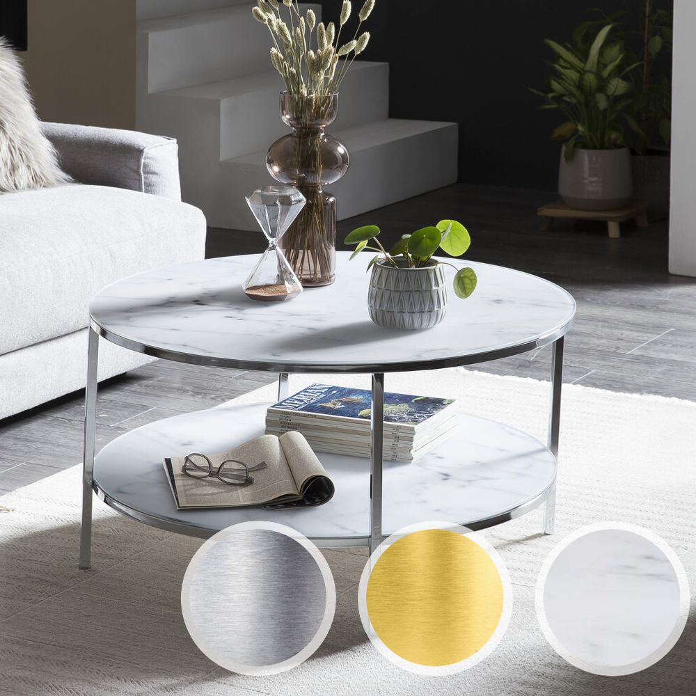 SalesFever »Minel« Couchtisch Marmor-Optik weiß/schwarz