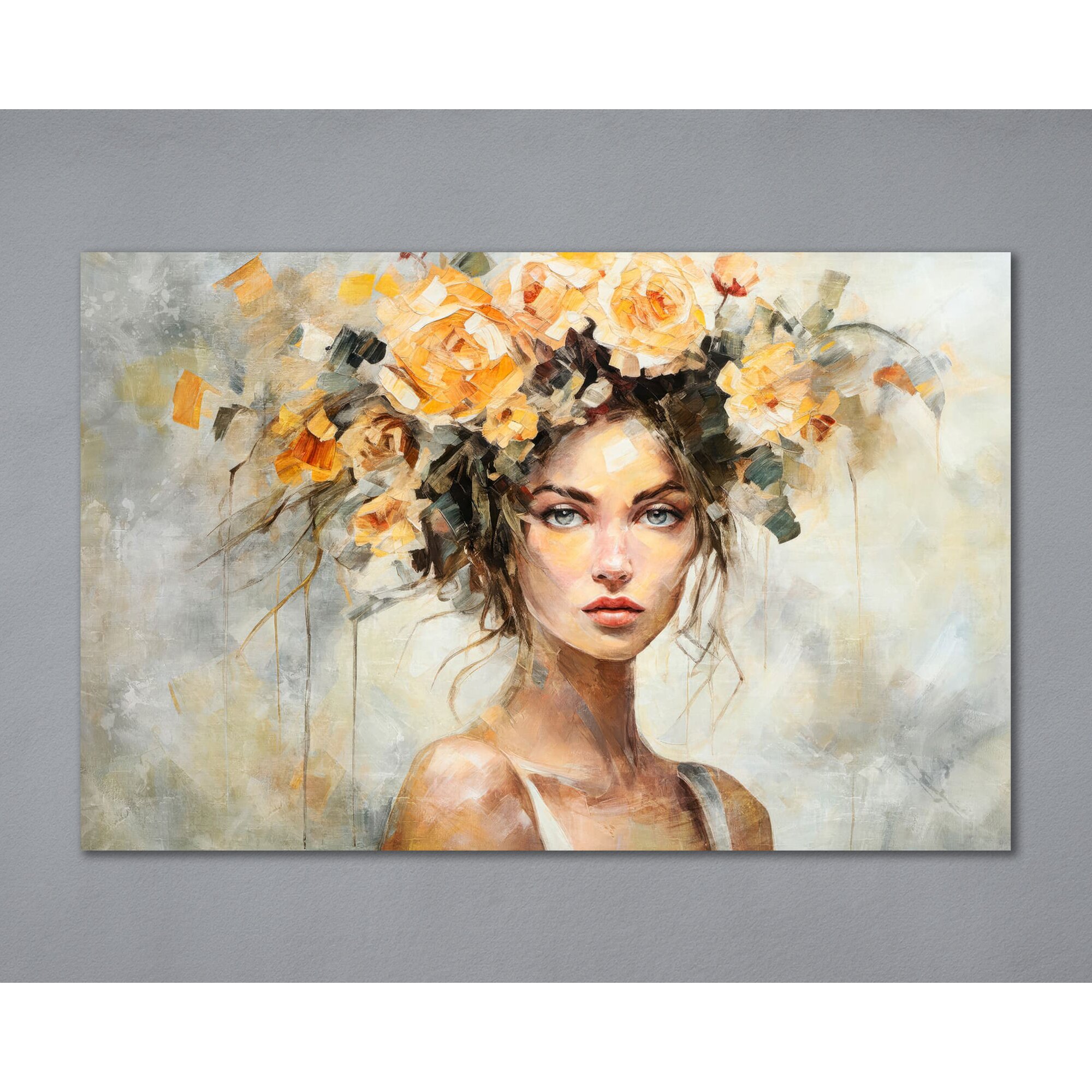 designline La Casa »Frau mit blumiger Aufsteckfrisur« Ölbild handbemalt 140x90 cm