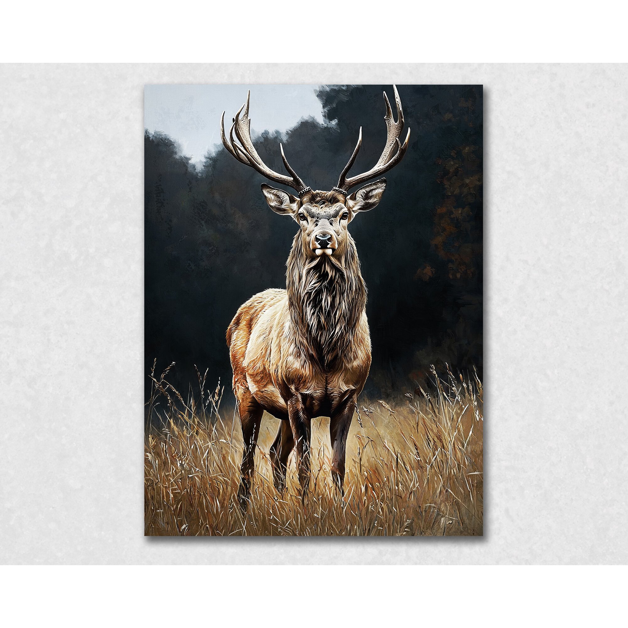 designline La Casa »Hirsch im Wald« Ölbild 90x120 cm auf Leinwand