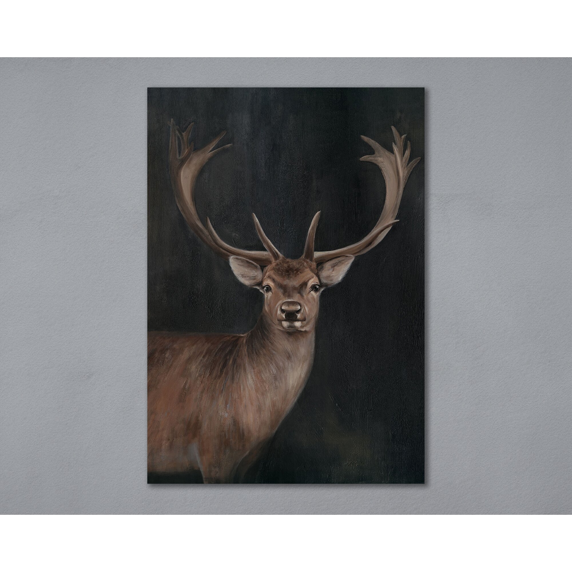 designline La Casa »Hirsch mit dunklem Hintergrund« Ölbild handbemalt 70x100 cm