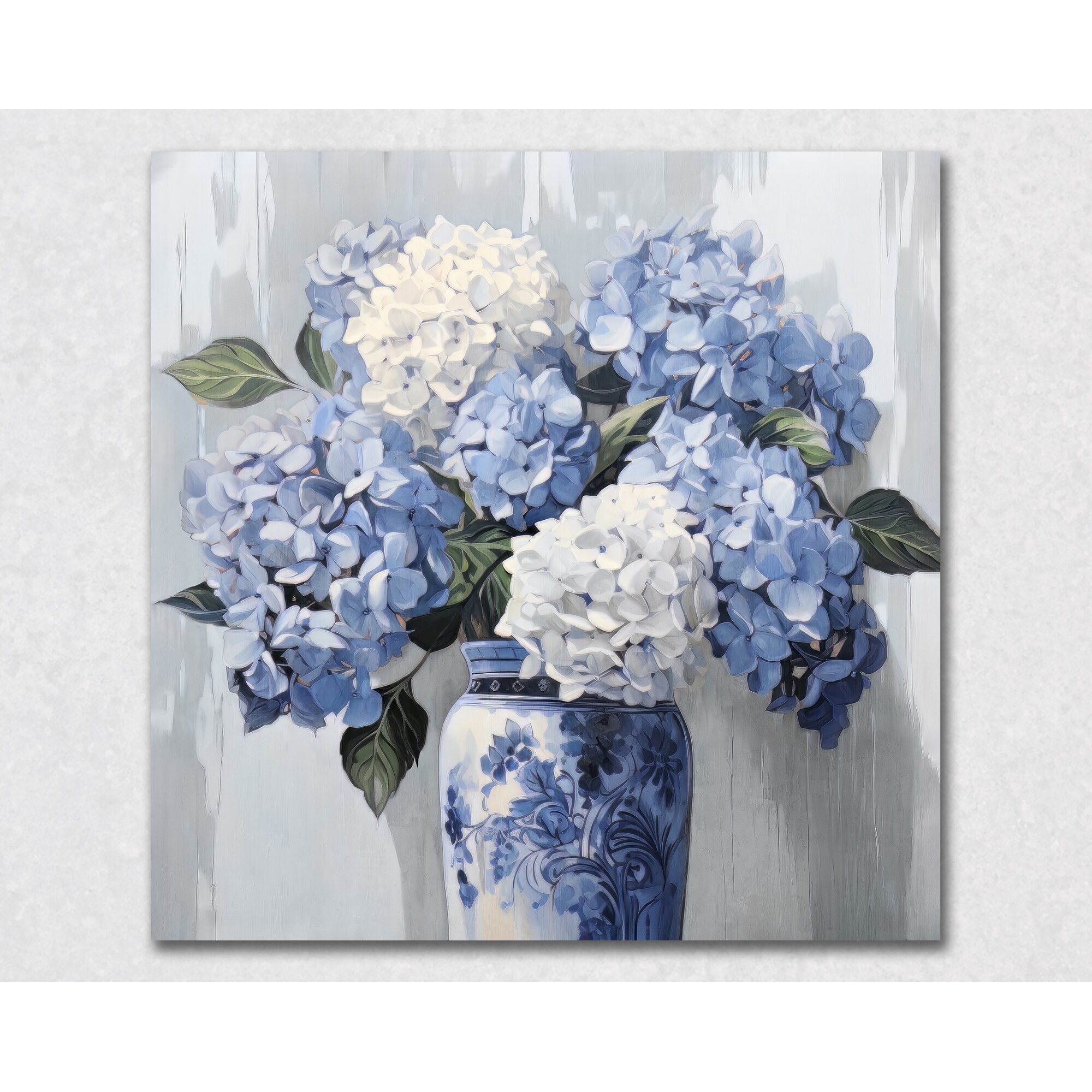 designline La Casa »Hortensien in Vase« Ölbild handbemalt 80x80 cm