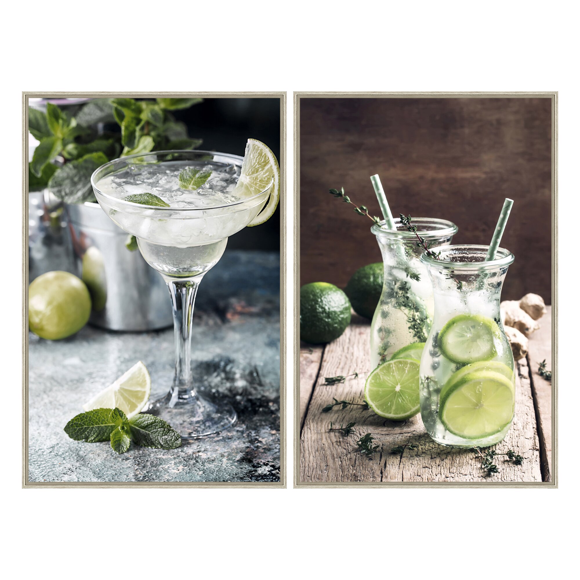 designline La Casa »Lemon Drinks« Glasbilder 40x60 cm 2er-Set