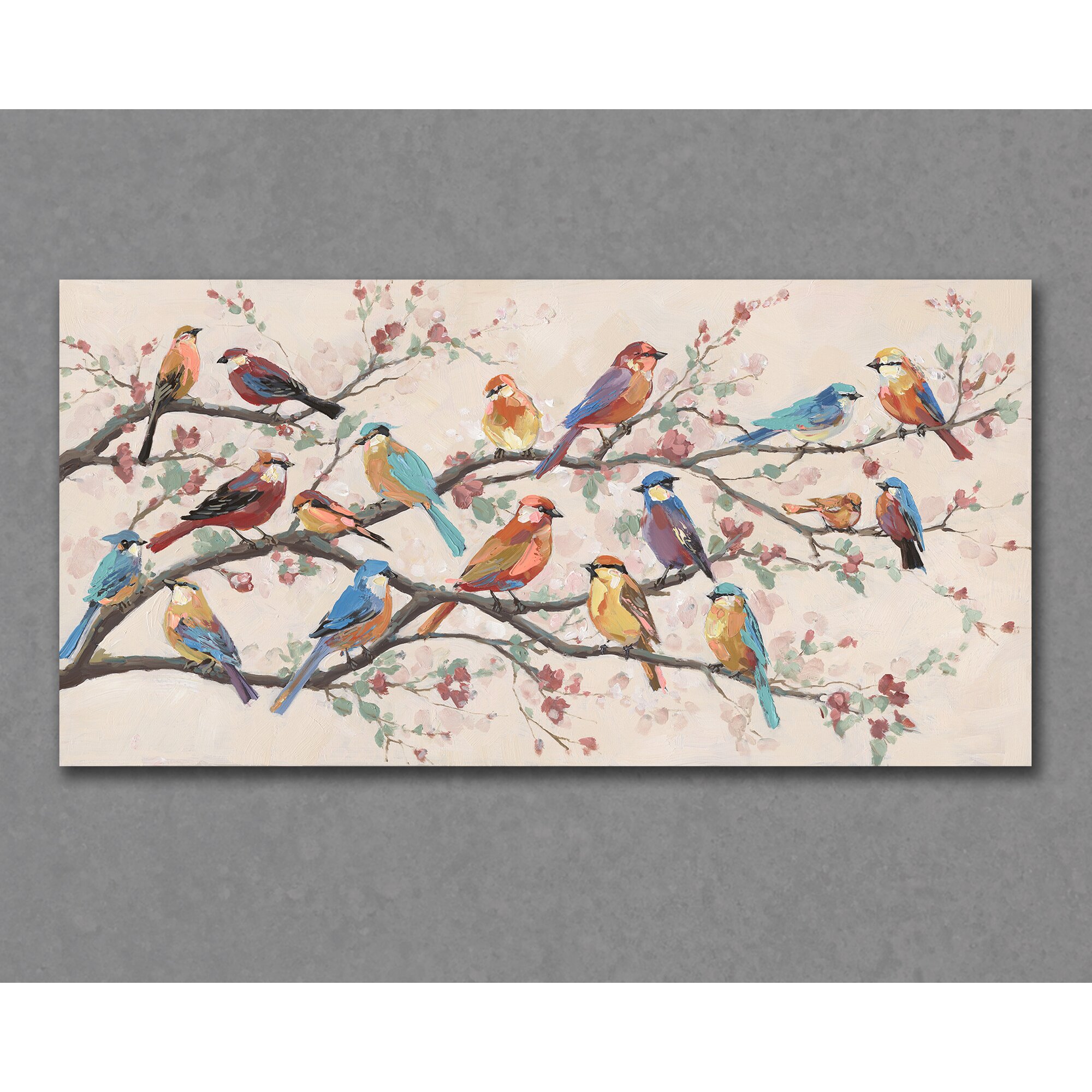 La Casa »bunte Vogelschaar« Wandbild 70x140 cm auf Leinwand