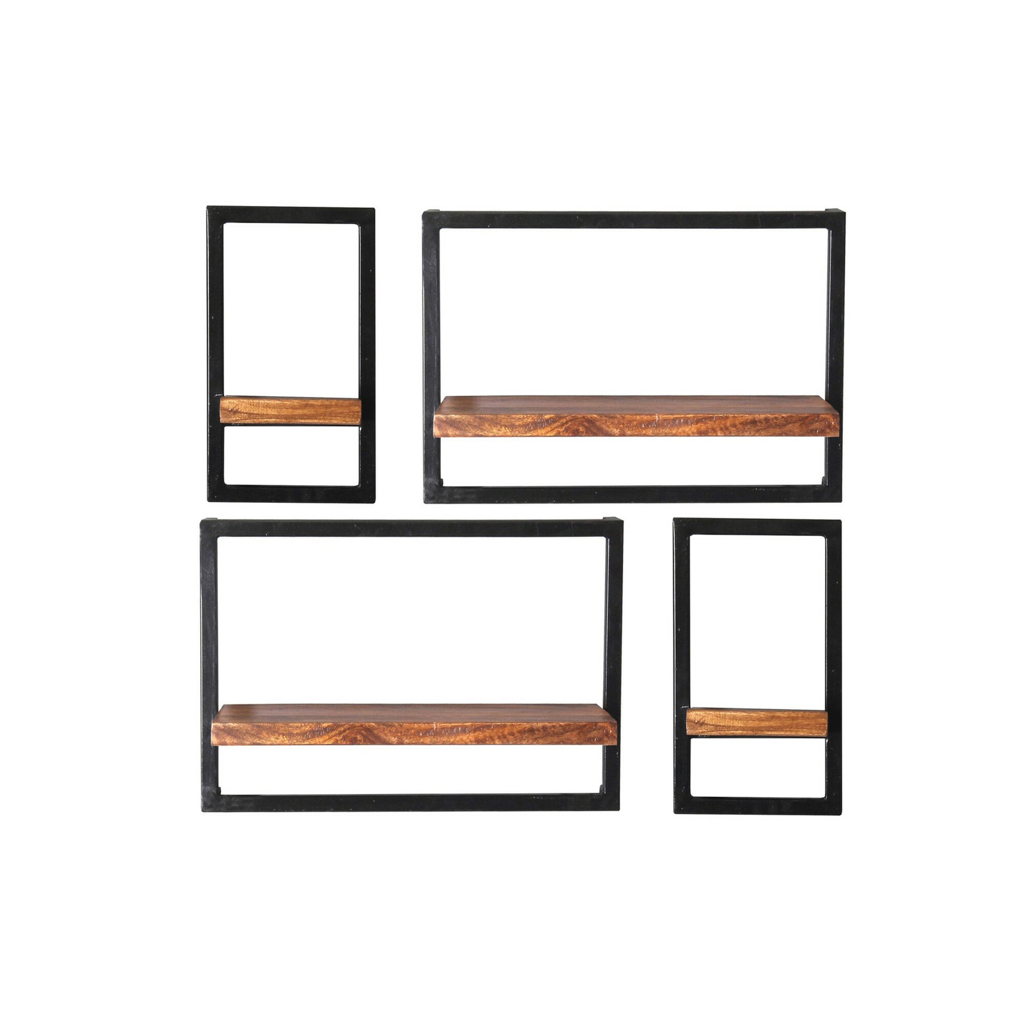 SIT »Panama« Wandregal Set 4-teilig Mangoholz mit Altmetall