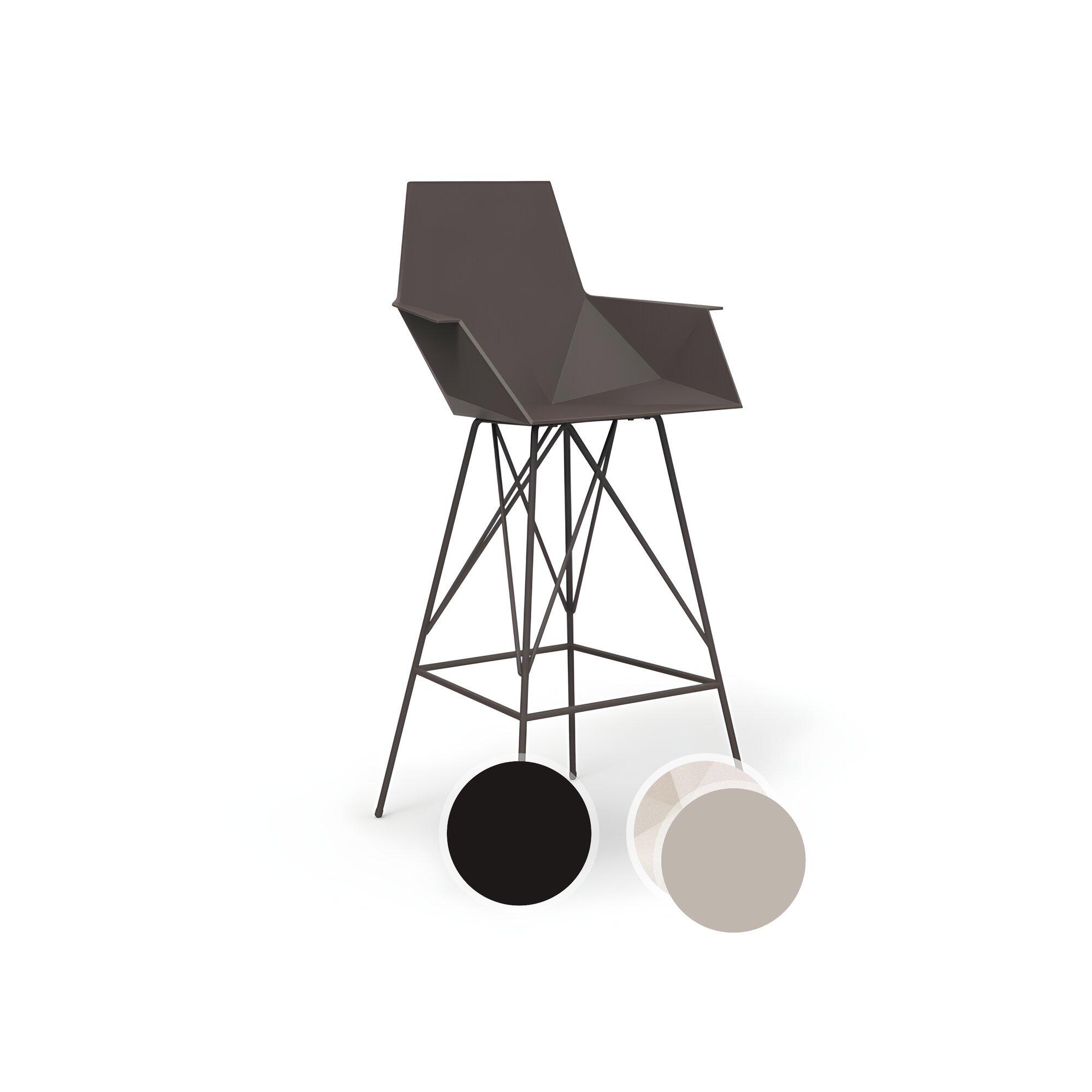 Vondom »FAZ« Outdoor Barhocker mit Armlehne Hoch 75 cm / B 57 x H 111 x T 51 cm / Ecru