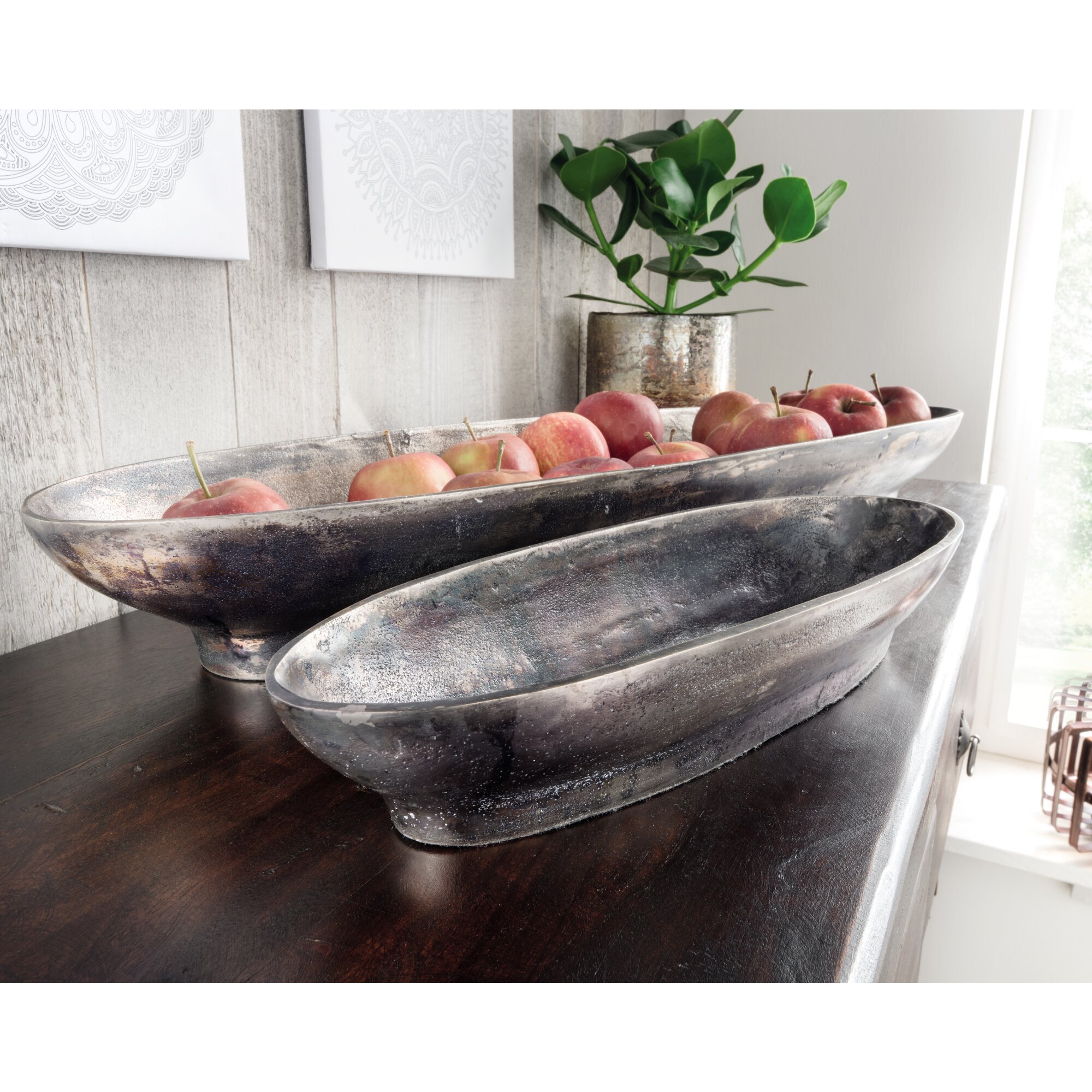 die Faktorei »Alu« Deko Schale antik - natur 38x7x13 cm