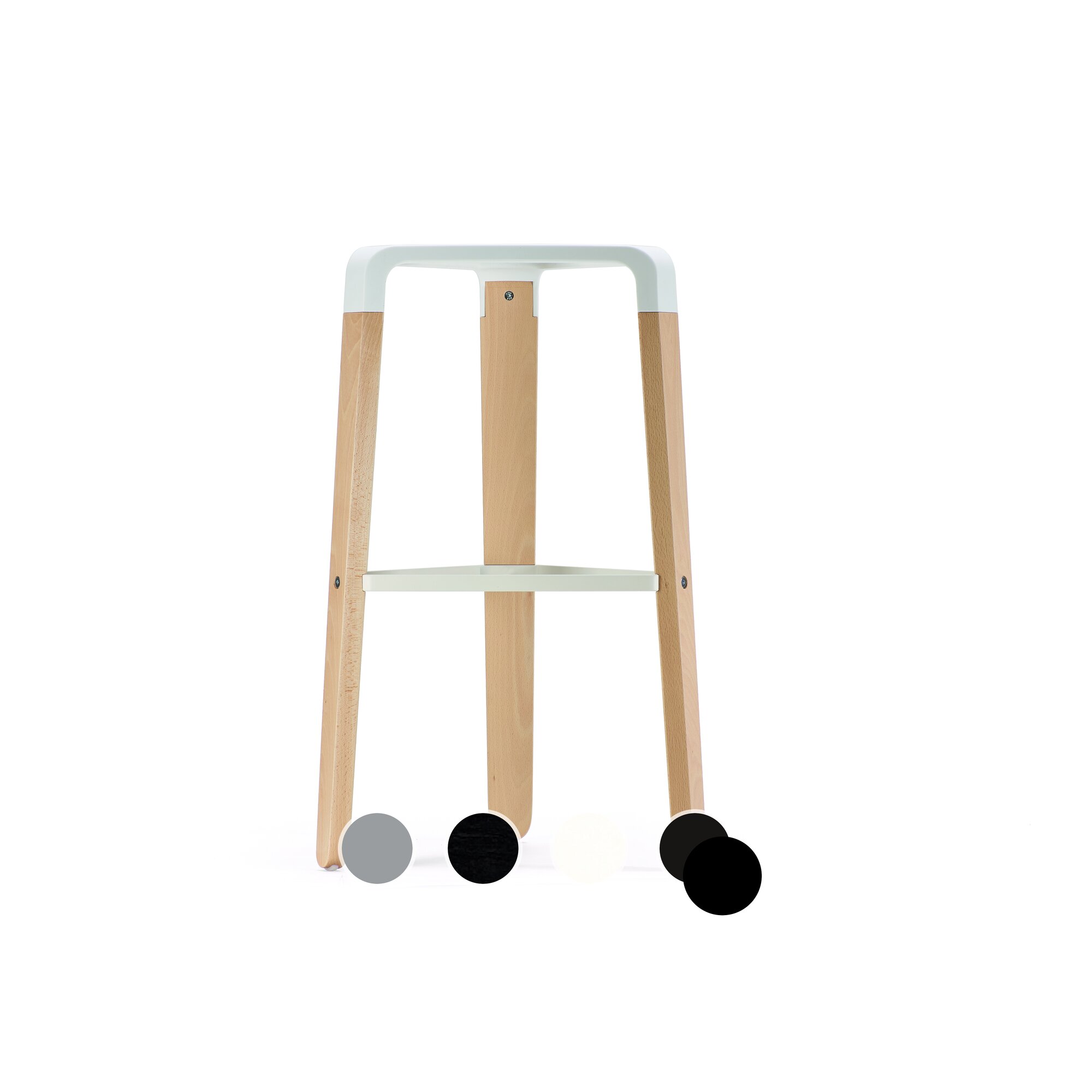 infiniti »PICAPAU STOOL« Designer-Hocker 46 cm / FGLP06G Buche weiss lackiert / R1012 Senf