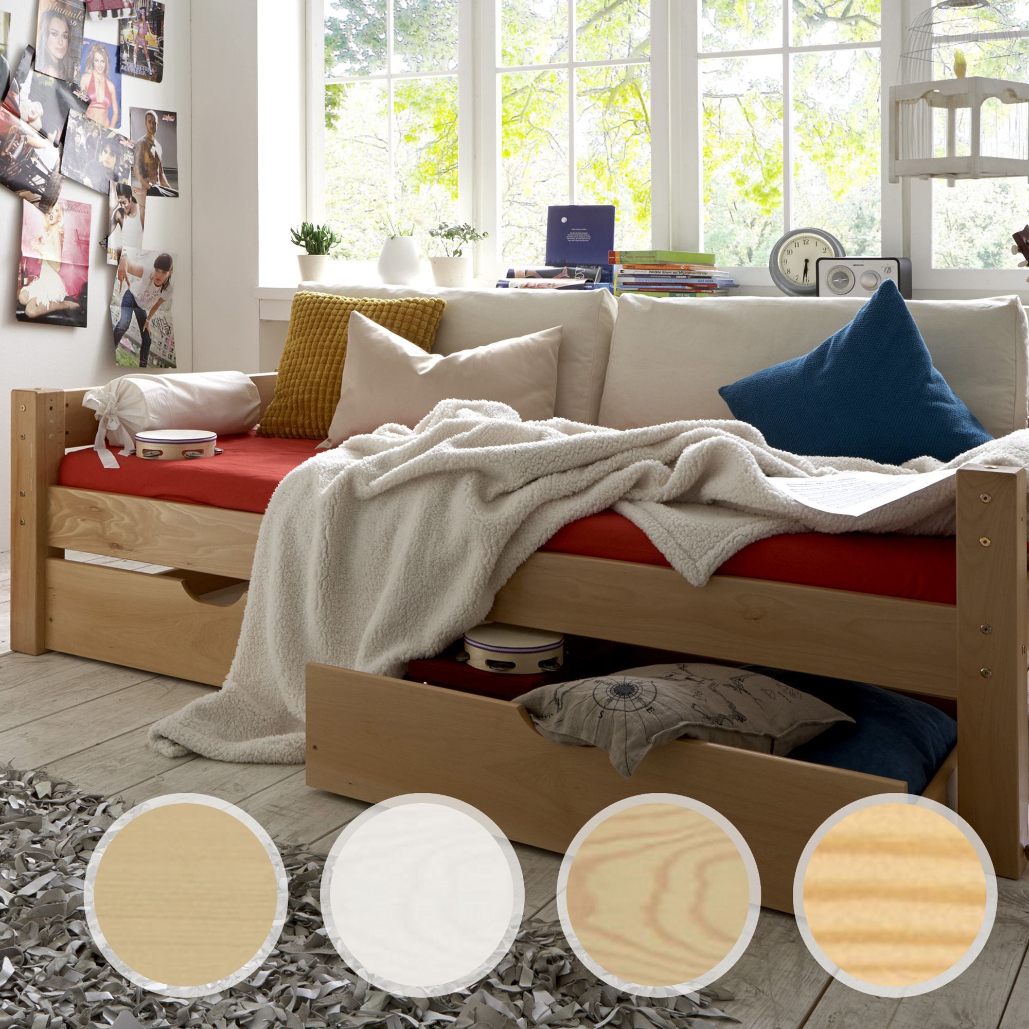 INFANSKIDS »Toby« Kinderzimmer Kinderbett 90x200 cm / Kiefer weiss