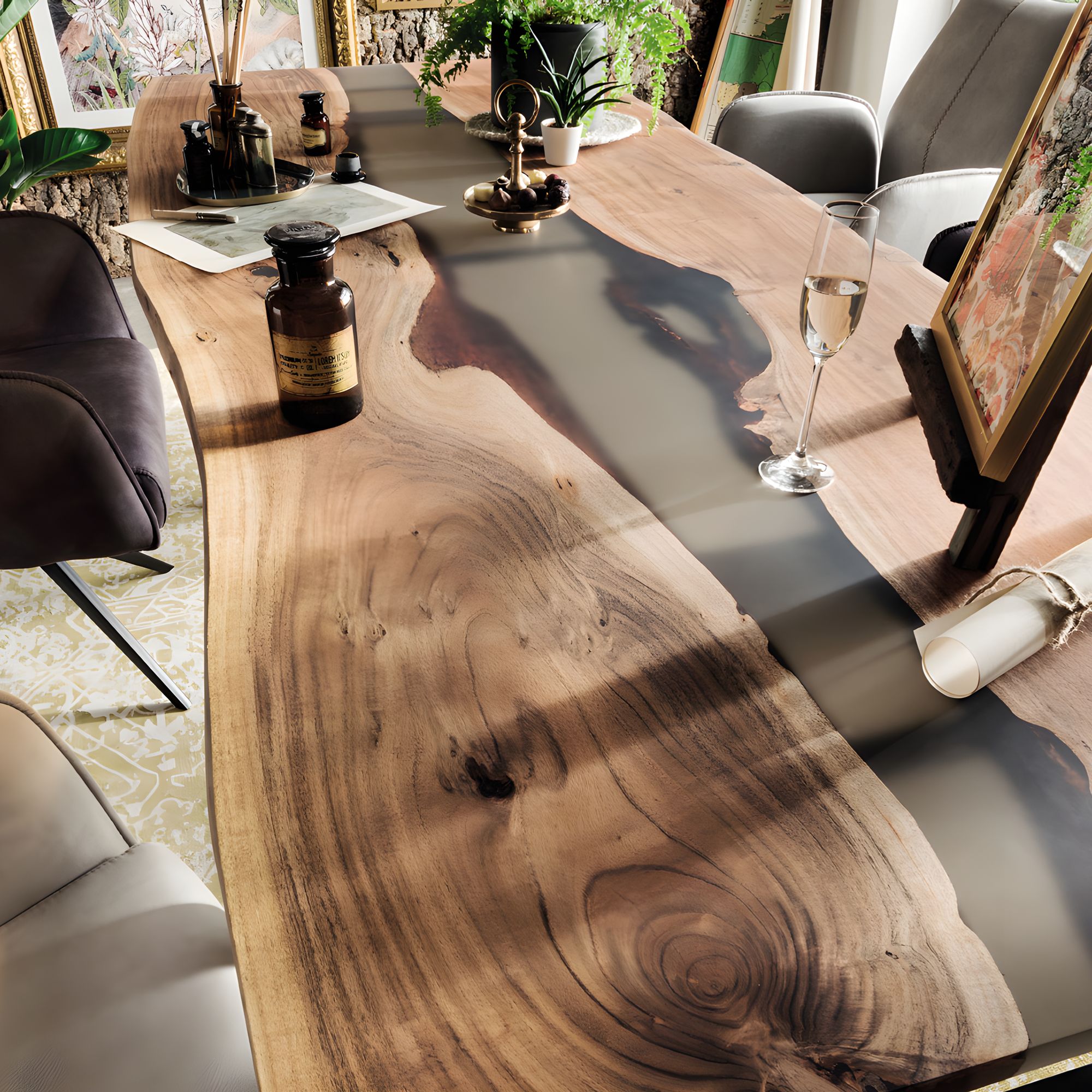 MassivHolz »Riwa« Epoxidharz Akazien-Esstisch 240x100 cm / Epoxidharz