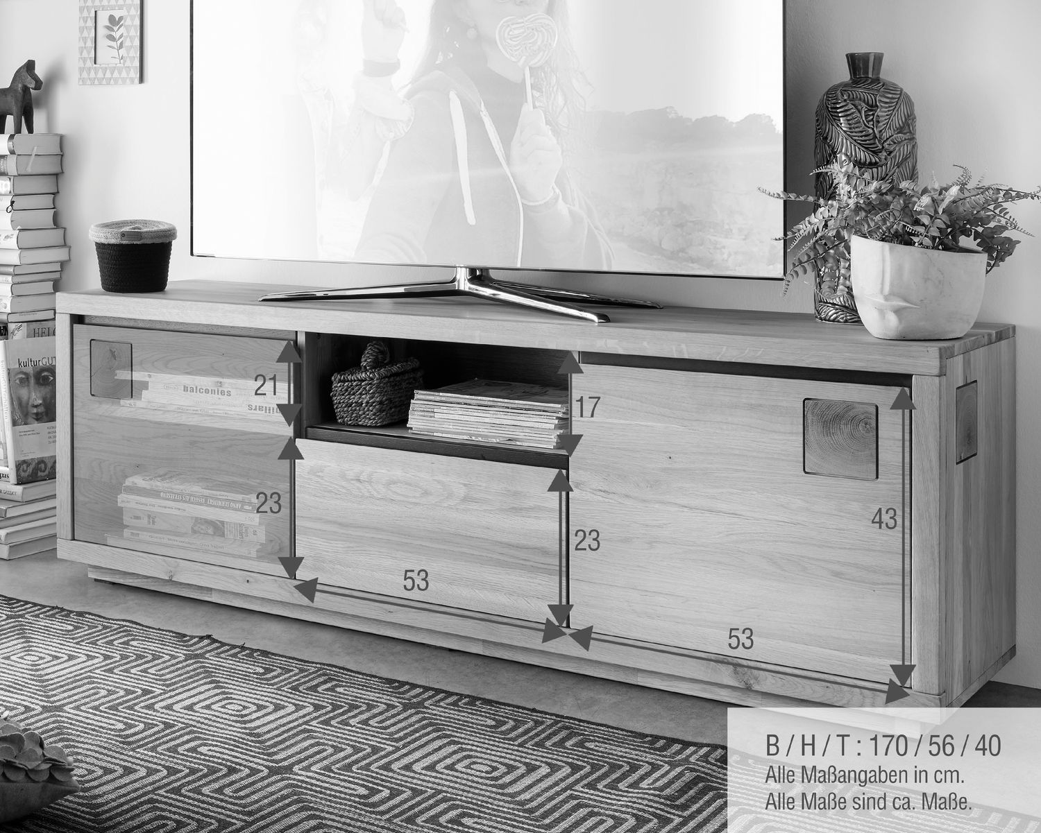 3S Frankenmöbel »Cara« Massivholz TV-Kommode II