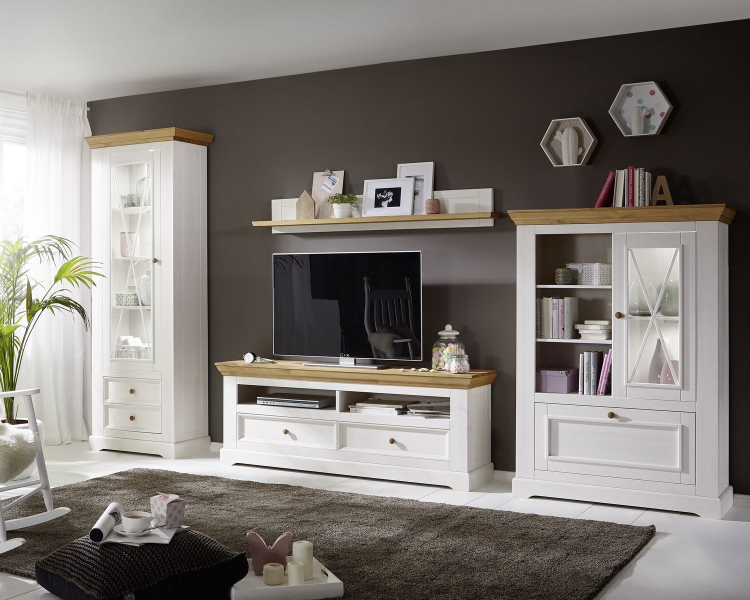 3S Frankenmöbel »Country« Massivholz Wandboard weiss