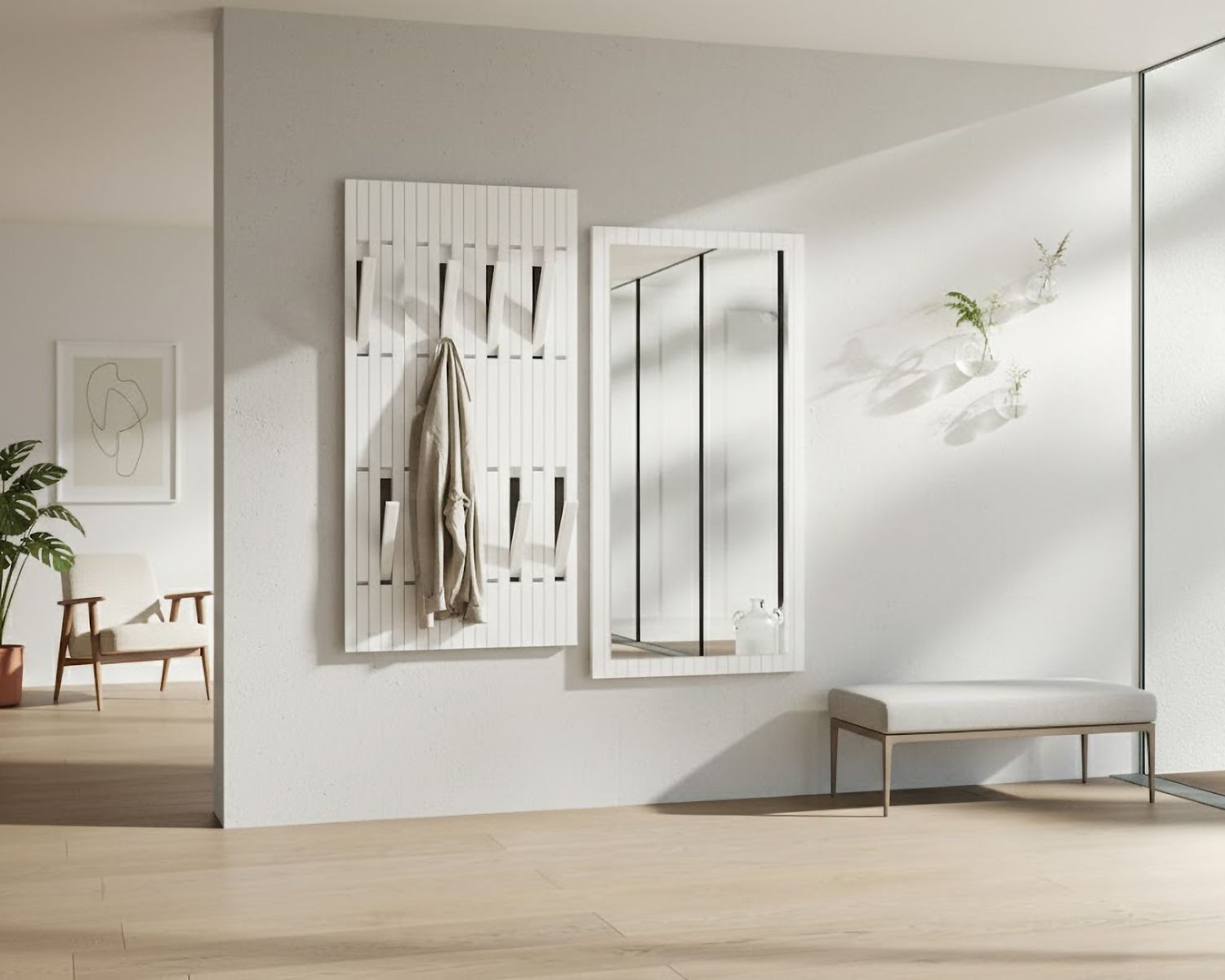 BlackWood »Piaforte weiss« Massivholz Design-Garderobe