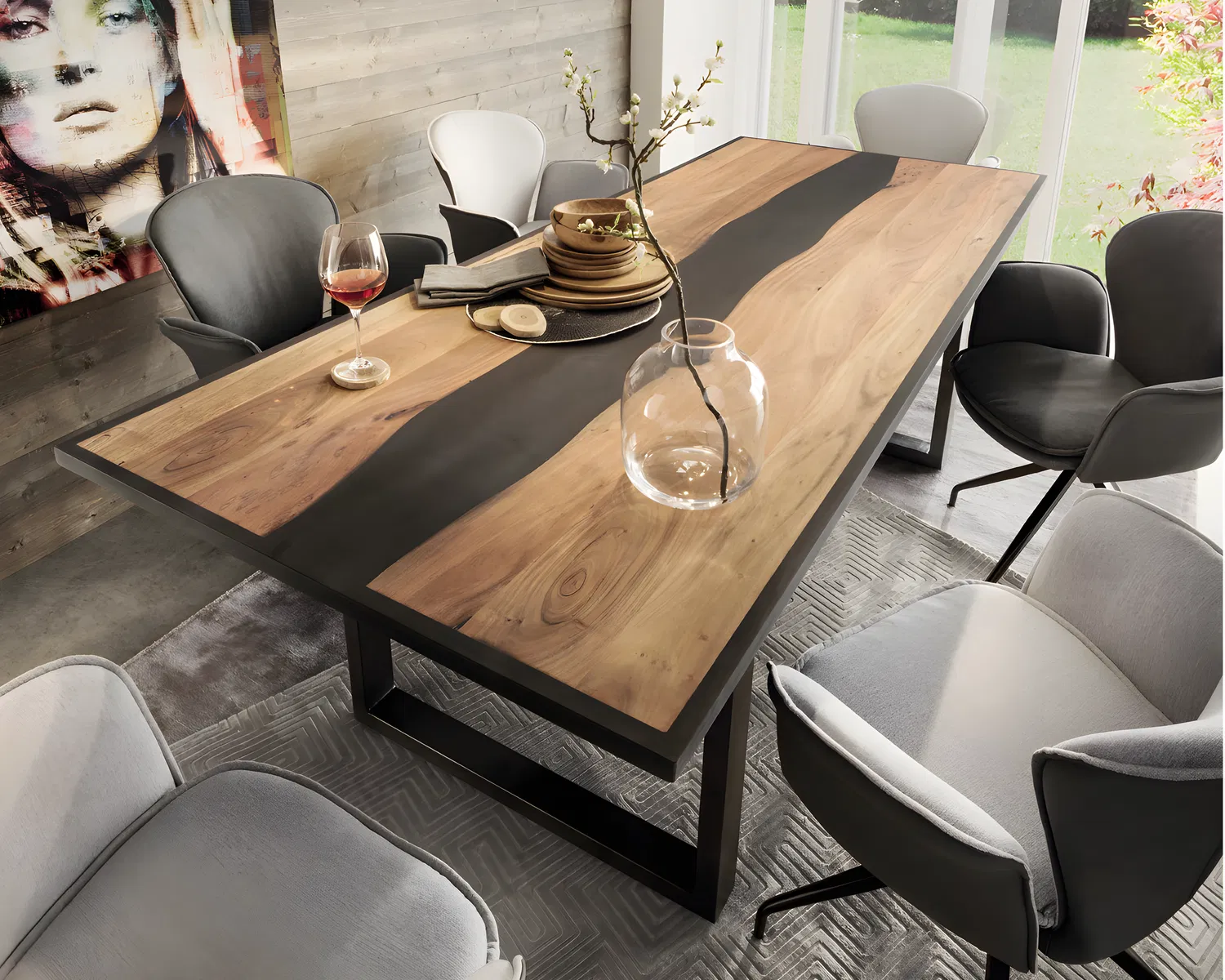 Massivholz Wave Epoxid Akazien Esstisch Slewo Com