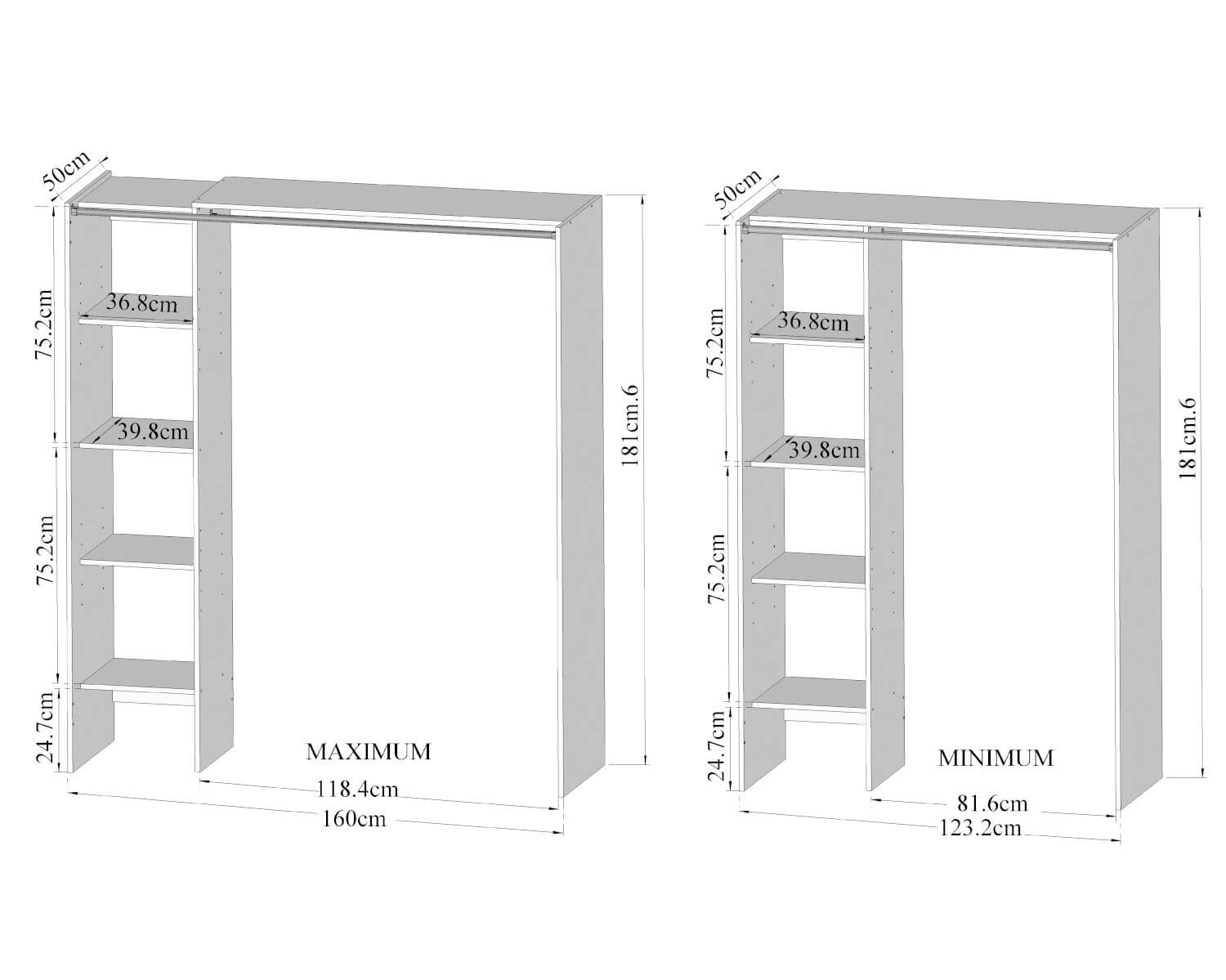 TemaHome »Tom 1« Kleiderschrank mit Vorhang Eiche Ecru •