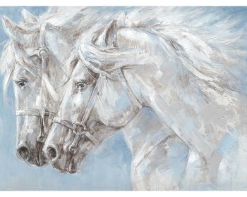 La Casa Ölbild handbemalt "2 Pferde in weiss" 90x120 cm Artikelbild 6