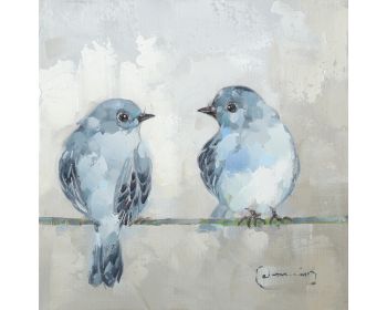 La Casa Ölbild handbemalt "2 blaue Vögel" 30x30 cm Artikelbild 6