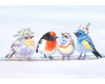 La Casa Ölbild handbemalt "4 bunte Vögel auf Ast A" 70x100 cm Artikelbild 6