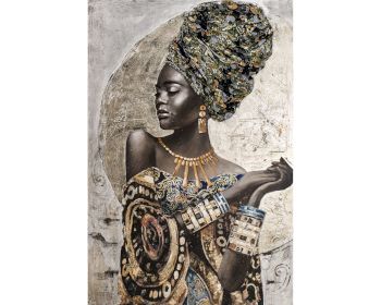 La Casa Ölbild handbemalt "African Lady mit goldenem Schmuck" 100x150 cm Artikelbild 6