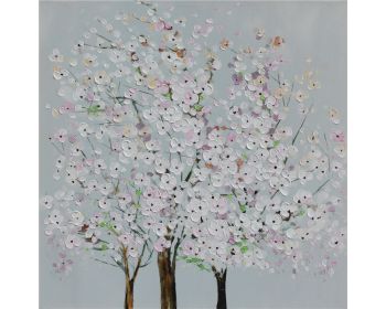 La Casa Ölbild handbemalt "Blütenbäume weiss rosa" 80x80 cm Artikelbild 6