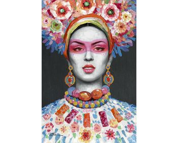 La Casa Ölbild handbemalt "Frauenkopf mit Blumenkopfschmuck" 80x120 cm Artikelbild 6