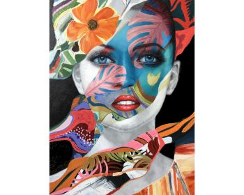 La Casa Ölbild handbemalt "Popart Lady Blume orange" Artikelbild 6