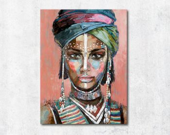 La Casa Ölbild handgemalt "Frauenkopf mit Ohrringen" 120x160 cm Artikelbild 6