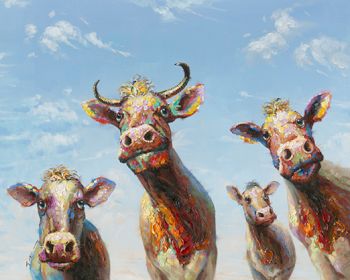 La Casa Ölbild handgemalt "fröhliche Kühe" 140x110 cm Artikelbild 6