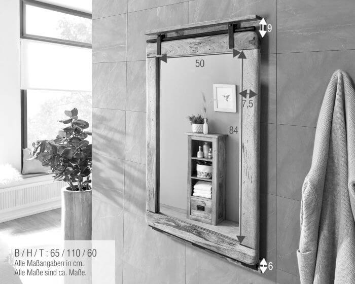 3S Frankenmöbel »Cosma« Massivholz Badezimmer-Spiegel I grau Artikelbild 7