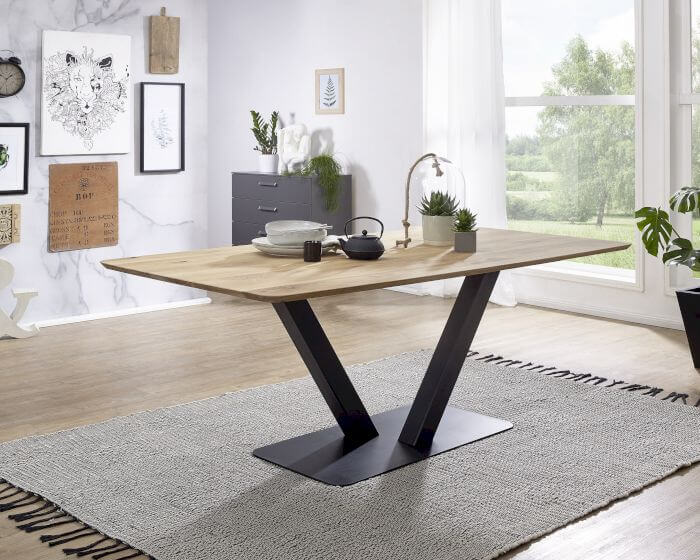 3s Frankenmöbel Wildeiche Massivholz Esstisch V-Frame Artikelbild 7