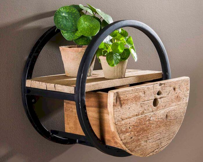 designline »Runde« Massivholz Wandregal mit Schublade Artikelbild 7