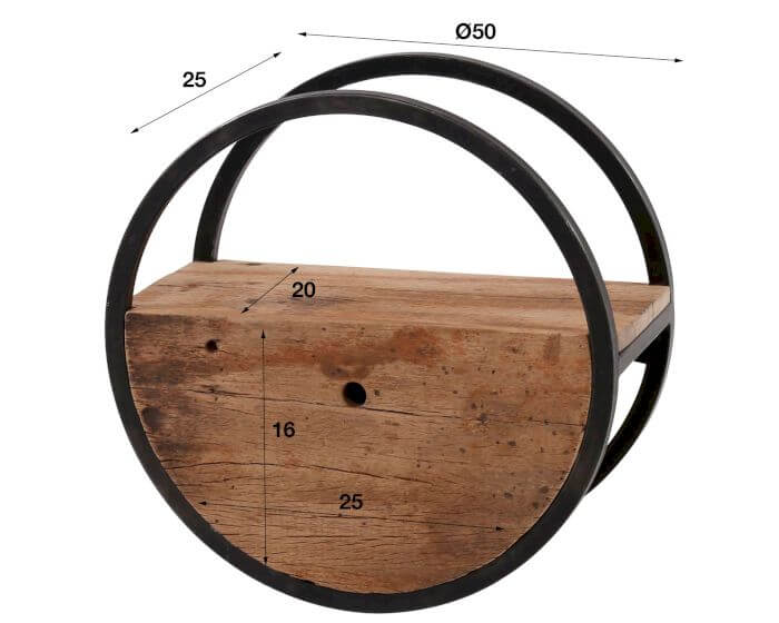 designline »Runde« Massivholz Wandregal mit Schublade Artikelbild 7